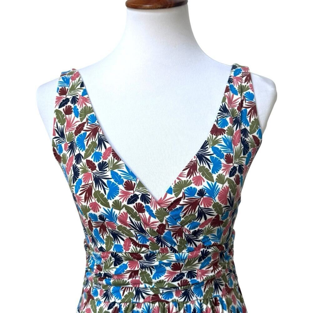 Boden Effie Palm Leaf Print V-Neck Sleeveless Midi Fit & Flare Dress Multi US 4P - Picture 4 of 16